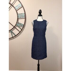 Ann Taylor Dress 2 NWT Navy Blue Tweed Sleeveless Lined Sheath